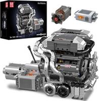 Mould King 10201 W16 Engine Model 16 Cylinder Building Bricks That Runs 2024pcs