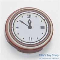Lego Printed Tiles - Old Fashioned Clock Face on 2x2 Round Tile - ID 27347 - NEW