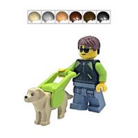 Genuine LEGO Visually Impaired Blind Male + Guide Dog Labrador Minifigures Gift