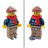 Genuine LEGO Christmas Sweater Male Minifigure Snow Shoes Ice Skates Decoration
