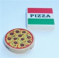 Lego - Printed 2x2 Tiles - Pizza Box & Pizza - ID 29629 29716 - NEW