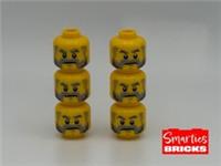 Lego Minifigure Head x 6 Grey Eyebrows & Moustache P/N 3626pb1335 NEW