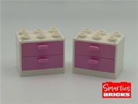 LEGO 2 x White Minifigure Bedroom Cupboard with Pink Drawer NEW