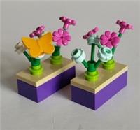 Lego - 2 Purple Planters with Flowers Shrubs Plants, Butterfly - NEW CUSTOM #64