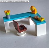 Lego - Turquoise & White Home Office L-Shaped Desk & Chair - NEW Custom #56