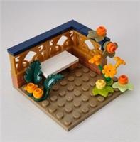 Lego - Garden Patio Courtyard - Fancy Wall, Bench, Flowers - NEW Custom #101