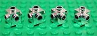 Lego 4x Silver Chrome Brick, Modified 1x1 with Studs on 4 Sides (4733) NEW!