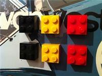 6 Retro Kitsch Lego Fridge Magnets Black Yellow Red