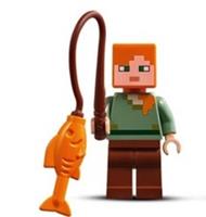 Lego Minecraft Alex minifigure with fish NEW!!!