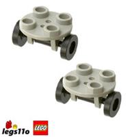 LEGO 2496 / 26716 NEW Trolley Wheels and 2x2 Round Fork Plate - Pack of 2x