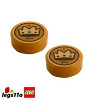LEGO 35381 / 8443 - Pack of 2x - NEW Tile 1x1 Round - Coin with Crown