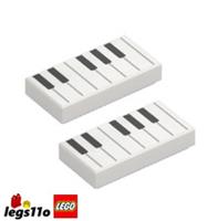 LEGO Tile 1x2 with Piano Keys Keyboard NEW - Pack of 2x - 67047 / 3069