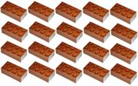 Lego Reddish Brown Brick 2x4 20 pieces (3001) NEW!!!