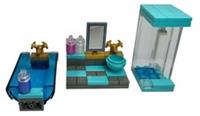 Bathroom, bath, shower, basin set, made using genuine new Lego parts -53 pcs