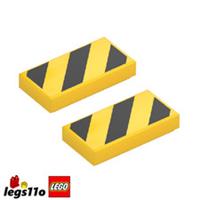 LEGO Tile 1x2 with Hazard Sign Danger Stripes NEW - Pack of 2x - 3069 / 73819