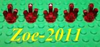 Lego Transparent Red Rock 1x1 Crystal 5 point 5 pieces NEW!