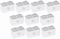 LEGO 10x Technic White Brick 1x2 with axle hole (32064) NEW!!!!!