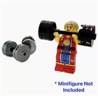 LEGO 2x Dumbbell & 1 Barbell - Exercise Equipment - MOC *Minifigure NOT included