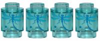 Lego 4x Transparent Light Blue Round Brick 1x1 with Dragonfly Pattern NEW!!!