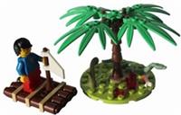 Lego Minifigure Boy with Raft & Palm Tree on Island NEW!!!