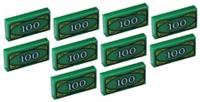 Lego 10x Green Tile 1x2 100 Dollar Pattern (3069bpx7) NEW!