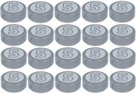 Lego 20x Flat Silver Coin Round Tile 1x1 with Number 5 Pattern (98138pb174) NEW