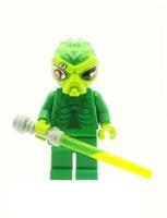 LEGO Green Alien Minifigure with Green Brains and Trans Green Lightsaber NEW