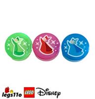 LEGO Disney Sleeping Beauty - Pack of 3x - NEW Fairy Godmother 1x1 Round Tiles