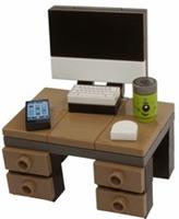 Lego Dark Tan Desk with Computer & accessories NEW!!!