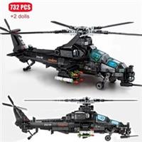 Technical SEMBO Military Helicopter Gunship Model Building Blocks Aircraft Toy