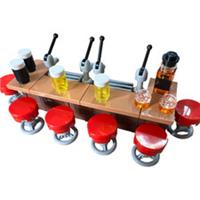 LEGO Long Bar / Pub with Whiskey, Beer & Ale + Stools MOC - for Minifigures