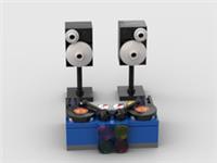 LEGO DJ Booth v2 with Vinyl & Microphone - with/ without Monitor Speakers MOC
