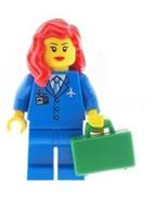 LEGO Air Hostess Town City Minifig with Red Hair Female NEW Girl