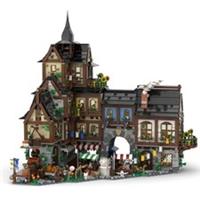 Medieval Town Centre Model Building Blocks Set Castle House MOC Bricks Toys Gift