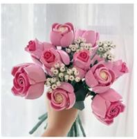Botanical Pink Roses Bouquet Flower Building Blocks Bricks Gift Valentines Day