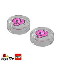 LEGO Round Transparent 1x1 Tile with Worm - Pack of 2x NEW 35381 / 114817