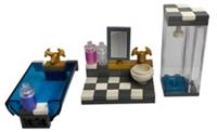 Bathroom, bath, shower, basin set, made using genuine new Lego parts -55 pcs