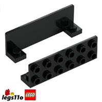 LEGO 5090 NEW Bracket 1x6 with 2x6 Up Plate and Cutout Black - Pack of 2