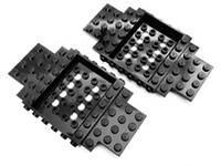 Lego 2x Black Vehicle Base 6 x 12 x 1, 5 x 4 Recessed Center & 8 Holes 65634