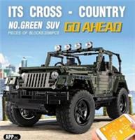 Mould King Jeep Wrangler Model Truck 4x4 Soft Top Green Model RC Remote Control