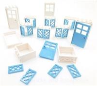 LEGO WINDOWS AND DOORS SET --32 Piece Set in BLUE AND WHITE - Brand New