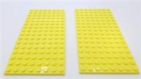 2 x LEGO 8x16 YELLOW Plate Baseplate Base - 8x16 STUDS (PINS) - Brand New