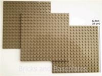LEGO 3 x DARK TAN PLATE Base Boards Baseplate 16x16 Pin-12.8cm x 12.8cm x 0.5cm