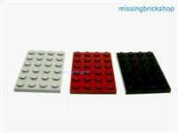 Lego Pack of 2 - Plate 4 x 6 3032 - Light Bluish Grey, Dk Red or Black *NEW*