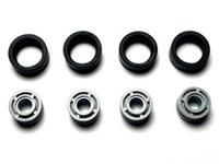 LEGO x4 -Wheel 11mm D. x 8mm Centre Groove 42610 Black Tyre 14mm D. x 6mm 50945
