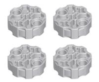Lego 4xTechnic Axle Conn Block Lght Blu Gry Round 2 Pin Holes 3 Axle Holes 98585