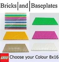 LEGO PLATE 8x16 (6.4 x 12.8 x 0.51 cm) Base - Brand New - CHOOSE YOUR COLOUR