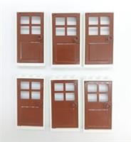 LEGO 6 x WHITE DOOR FRAMES AND 6 x BROWN DOORS (1x4x6 pin) - Brand New