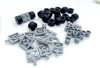 Lego Wheels - 10 x GREY Plate 20 x GREY Wheel 20 x BLACK Tyre - 50 piece pack