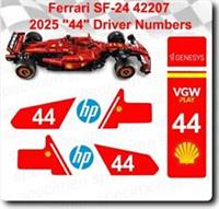 LEGO Ferrari SF-24 42207 Lewis Hamilton 44 Driver Number 2025 Sticker Set